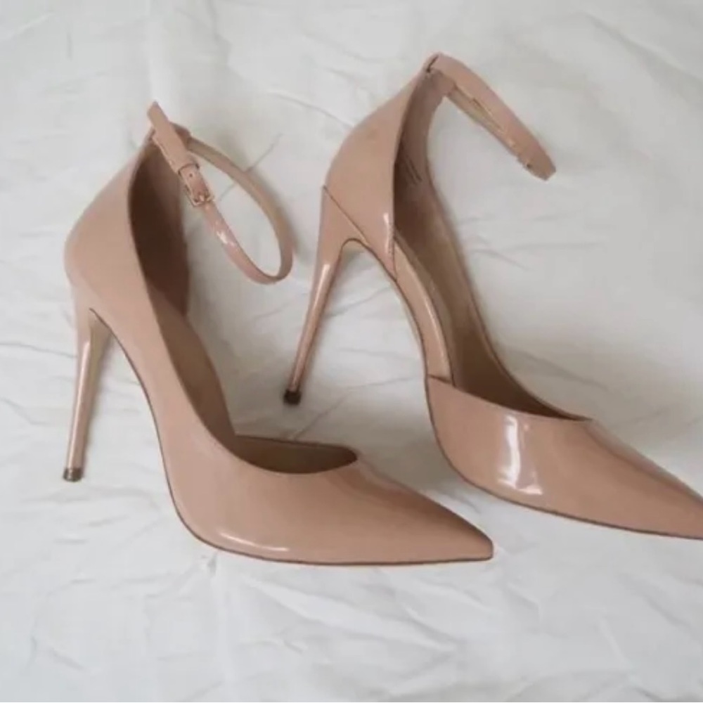 ALDO Staycey Nude Beige Pointy Toe Stiletto High Heels Ankle Strap